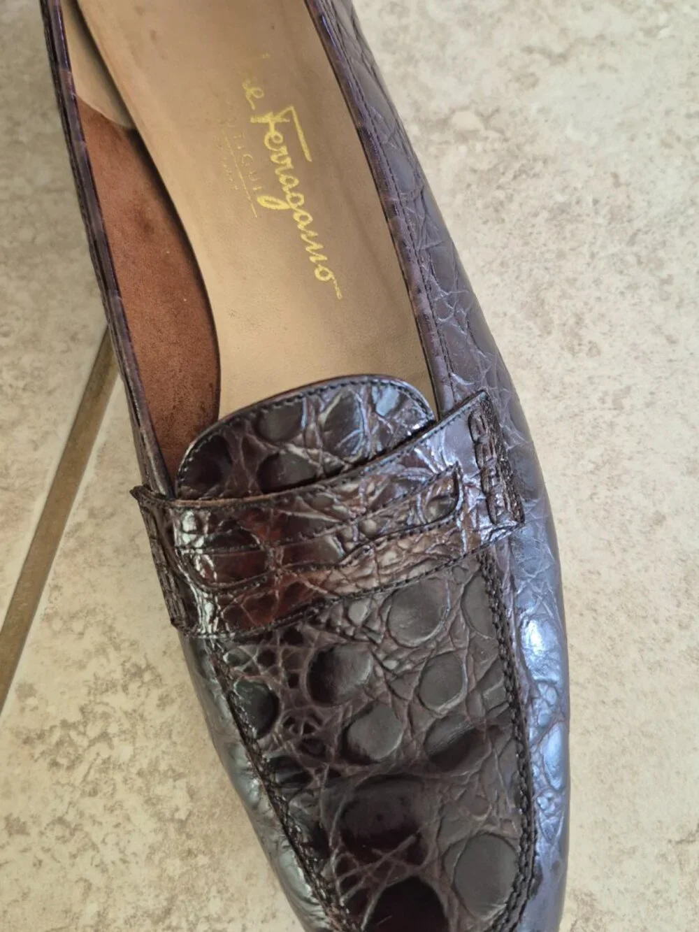 Salvatore Ferragamo Vintage Leather Loafers, Size 9.5 Narrow (AA/A4)